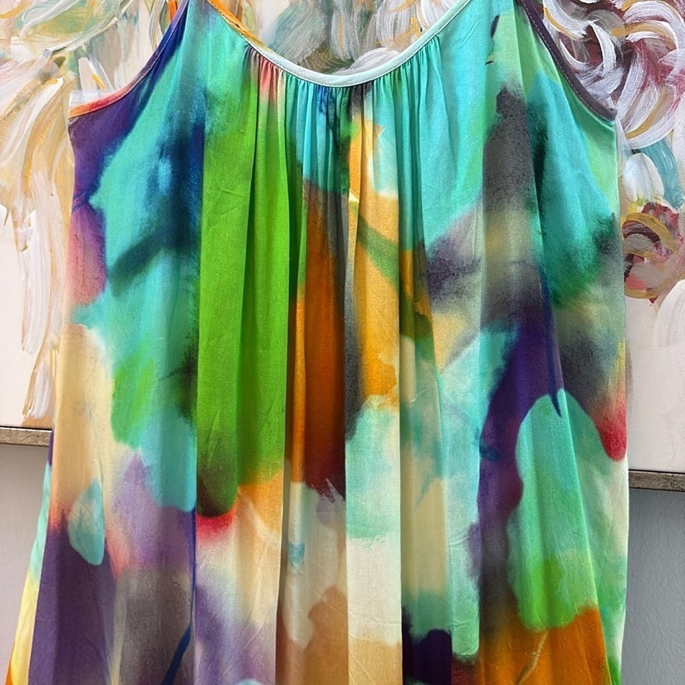 Lavender Brown Maia Dress - Watercolor Print Maxi - Size XS - Picture 8 of 14